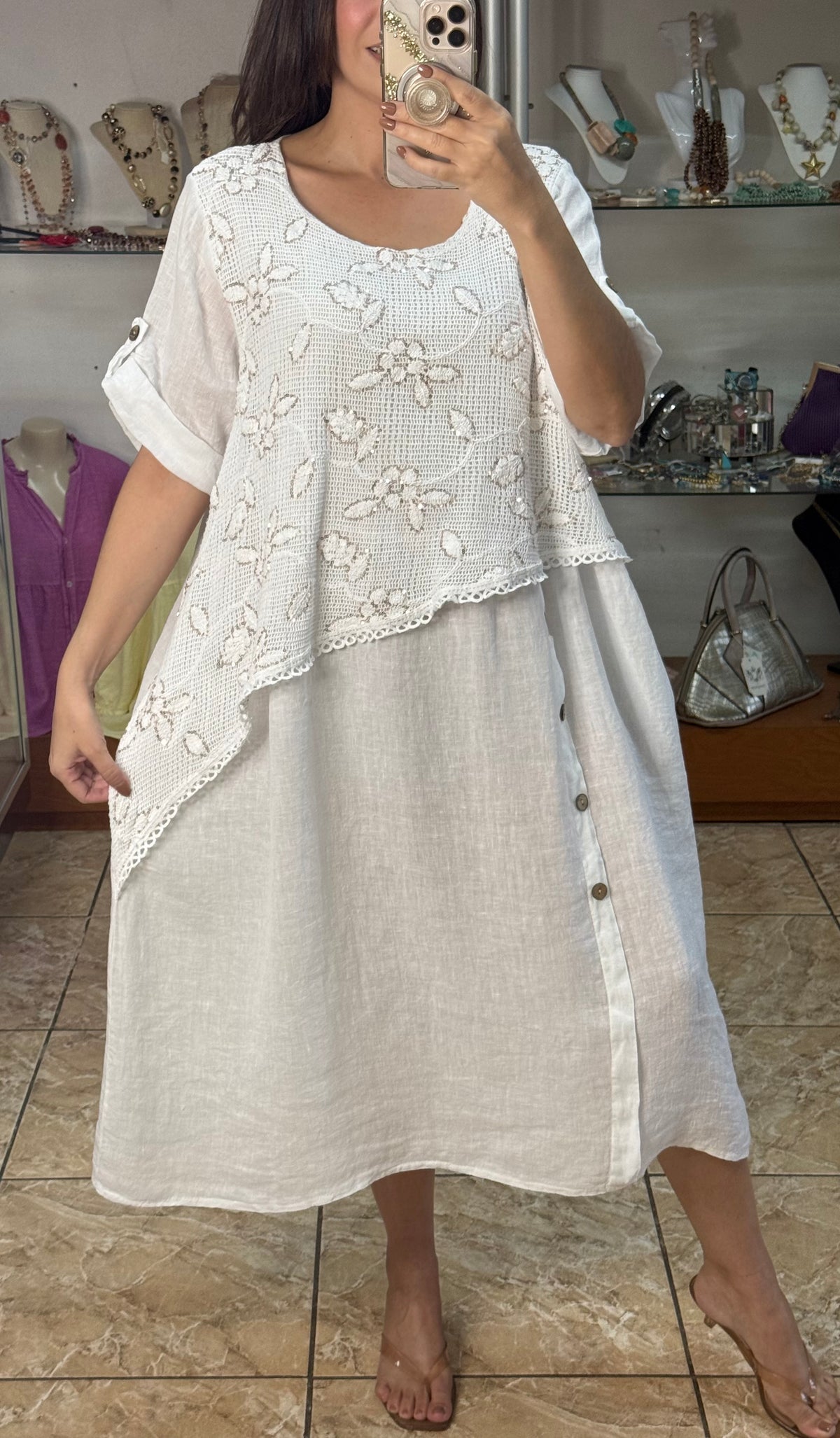 Stella Crochet Layered Midi Dress (NO RETURNS OR EXCHANGE)