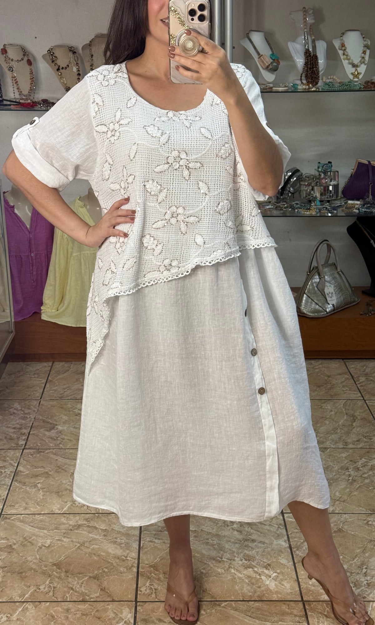 Stella Crochet Layered Midi Dress (NO RETURNS OR EXCHANGE)