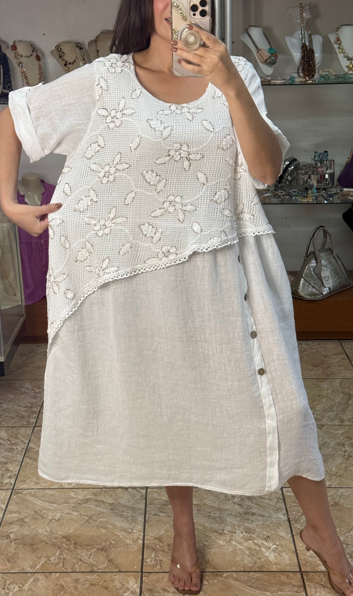 Stella Crochet Layered Midi Dress (NO RETURNS OR EXCHANGE)
