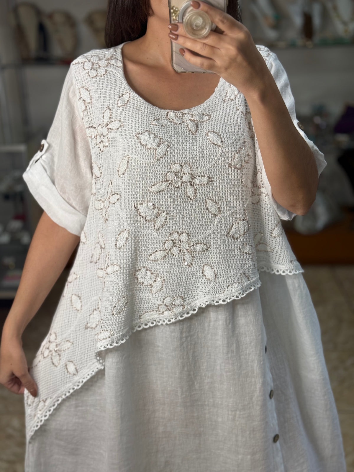 Stella Crochet Layered Midi Dress (NO RETURNS OR EXCHANGE)