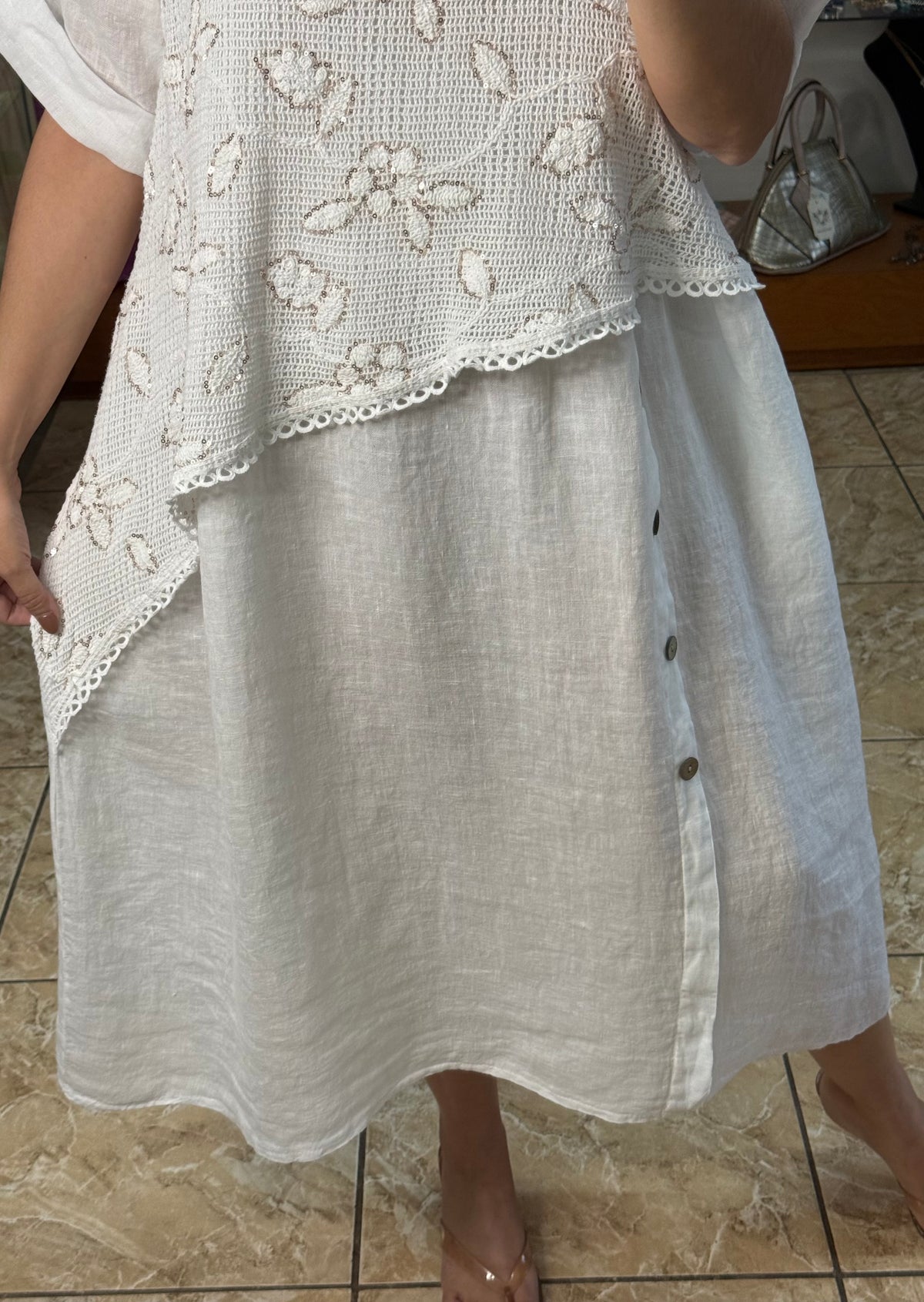 Stella Crochet Layered Midi Dress (NO RETURNS OR EXCHANGE)