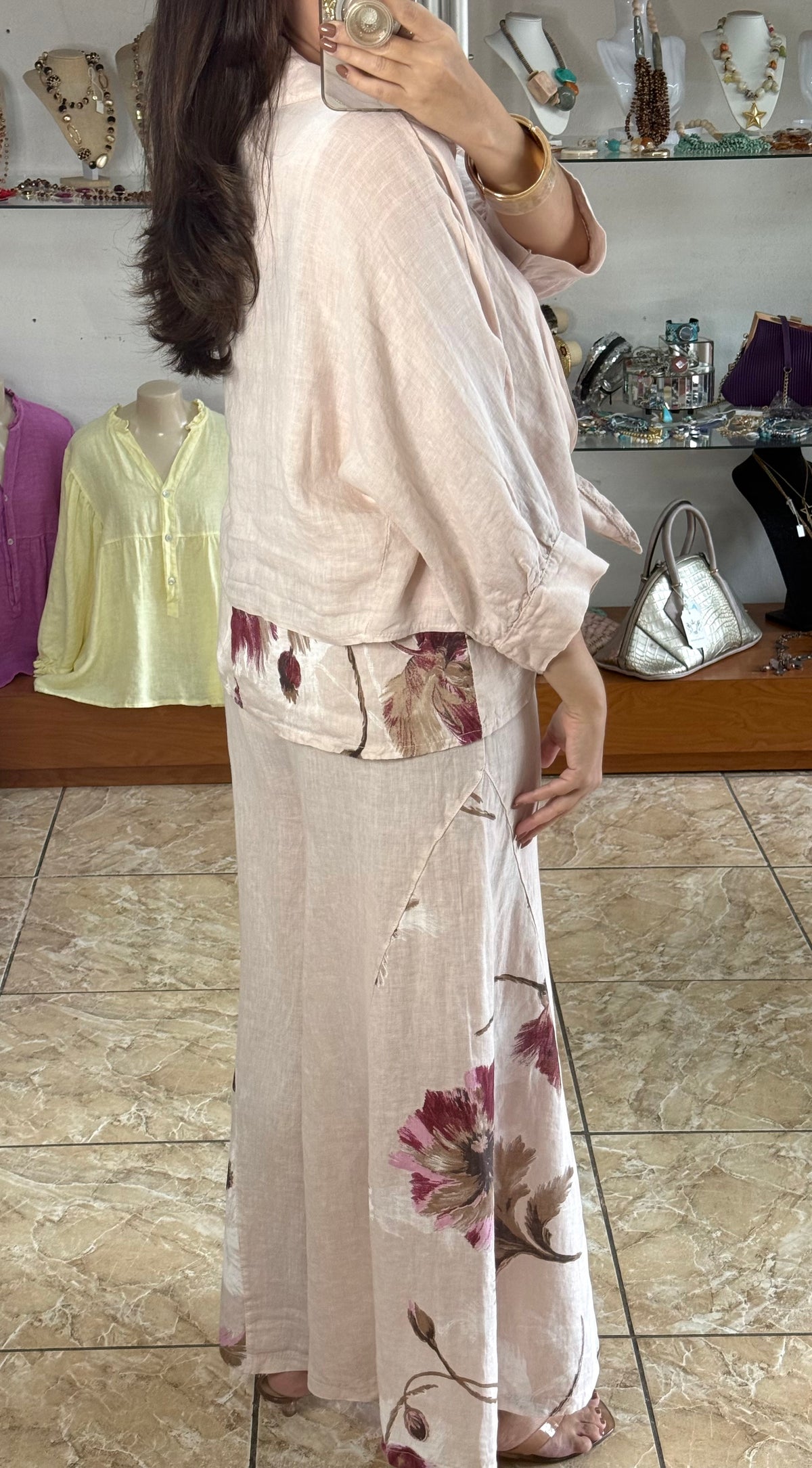 OS 3 Piece Floral Print Linen Set (NO RETURNS OR EXCHANGE)