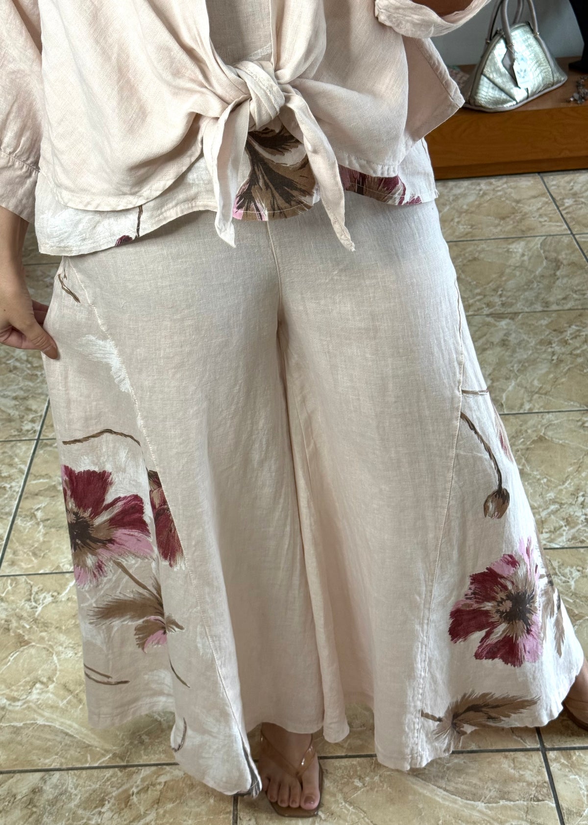 OS 3 Piece Floral Print Linen Set (NO RETURNS OR EXCHANGE)