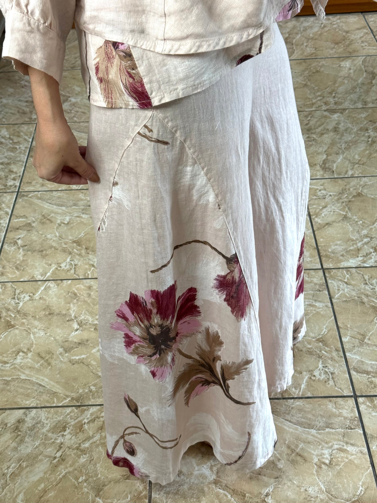 OS 3 Piece Floral Print Linen Set (NO RETURNS OR EXCHANGE)