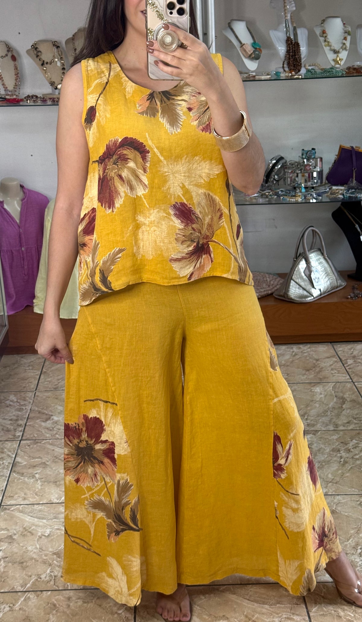OS 3 Piece Floral Print Linen Set (NO RETURNS OR EXCHANGE)