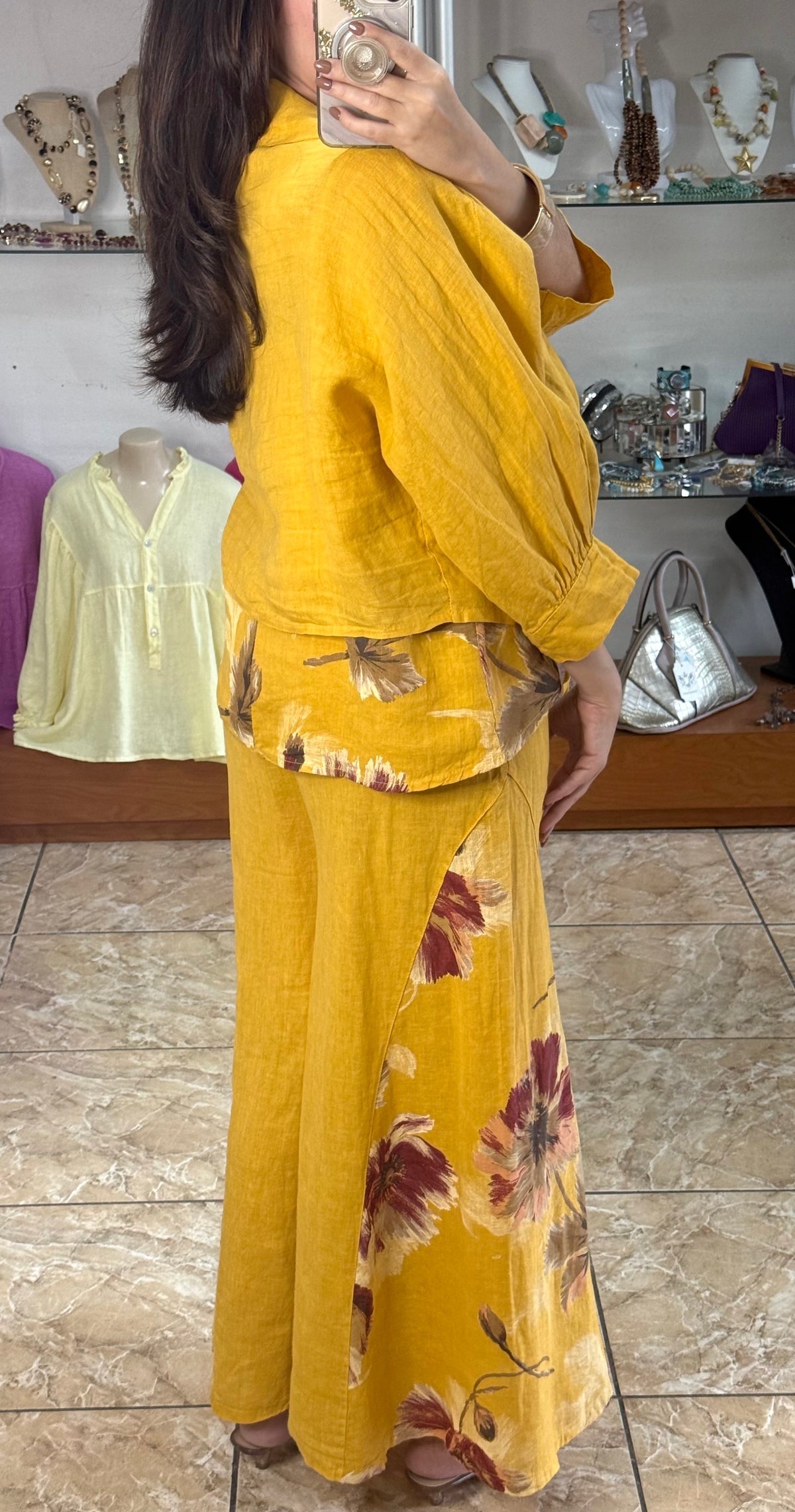 OS 3 Piece Floral Print Linen Set (NO RETURNS OR EXCHANGE)