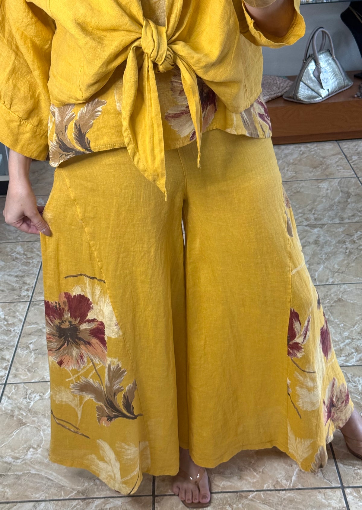 OS 3 Piece Floral Print Linen Set (NO RETURNS OR EXCHANGE)
