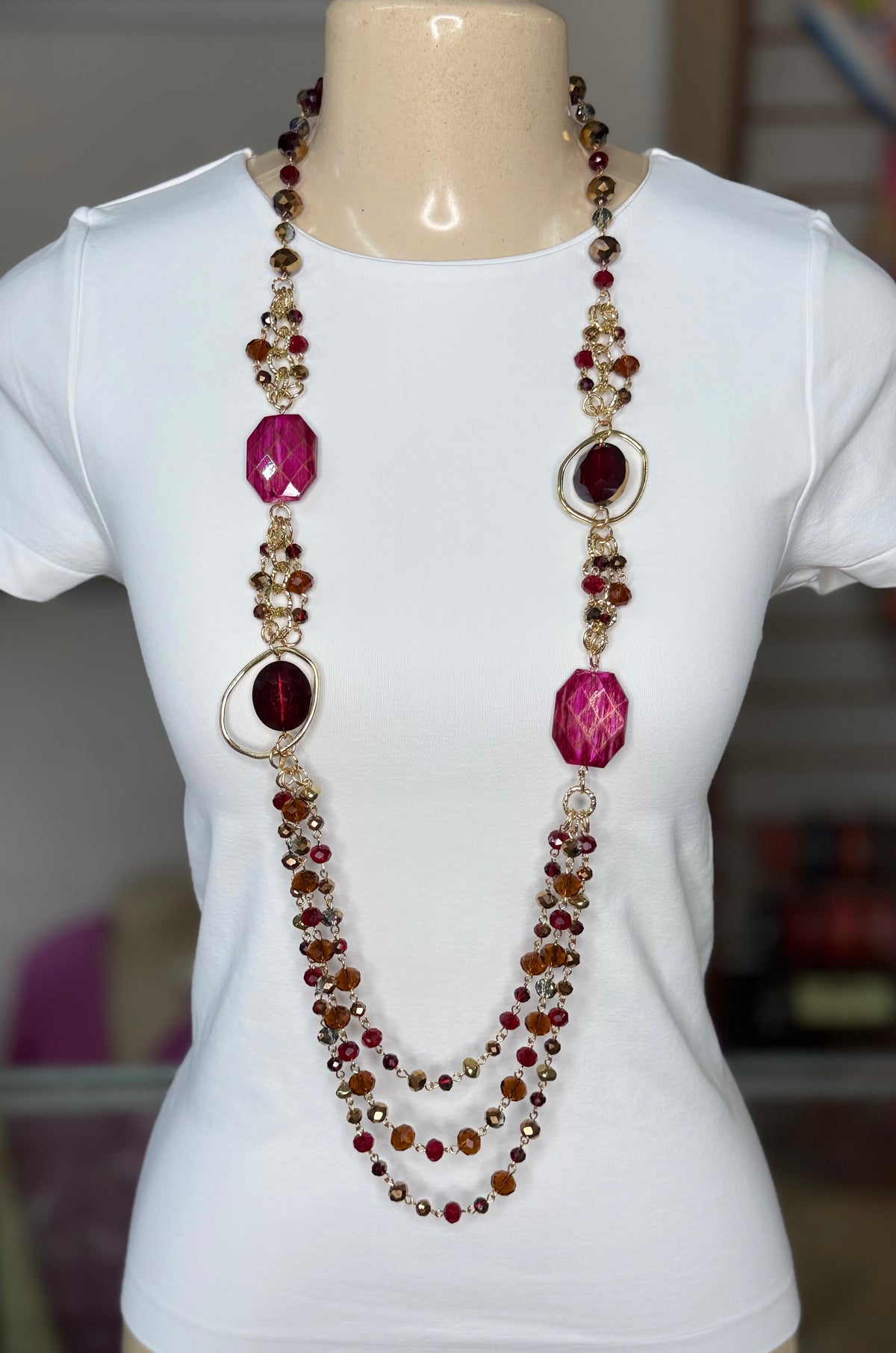 Long Layered Beads Necklace (FINAL SALE)