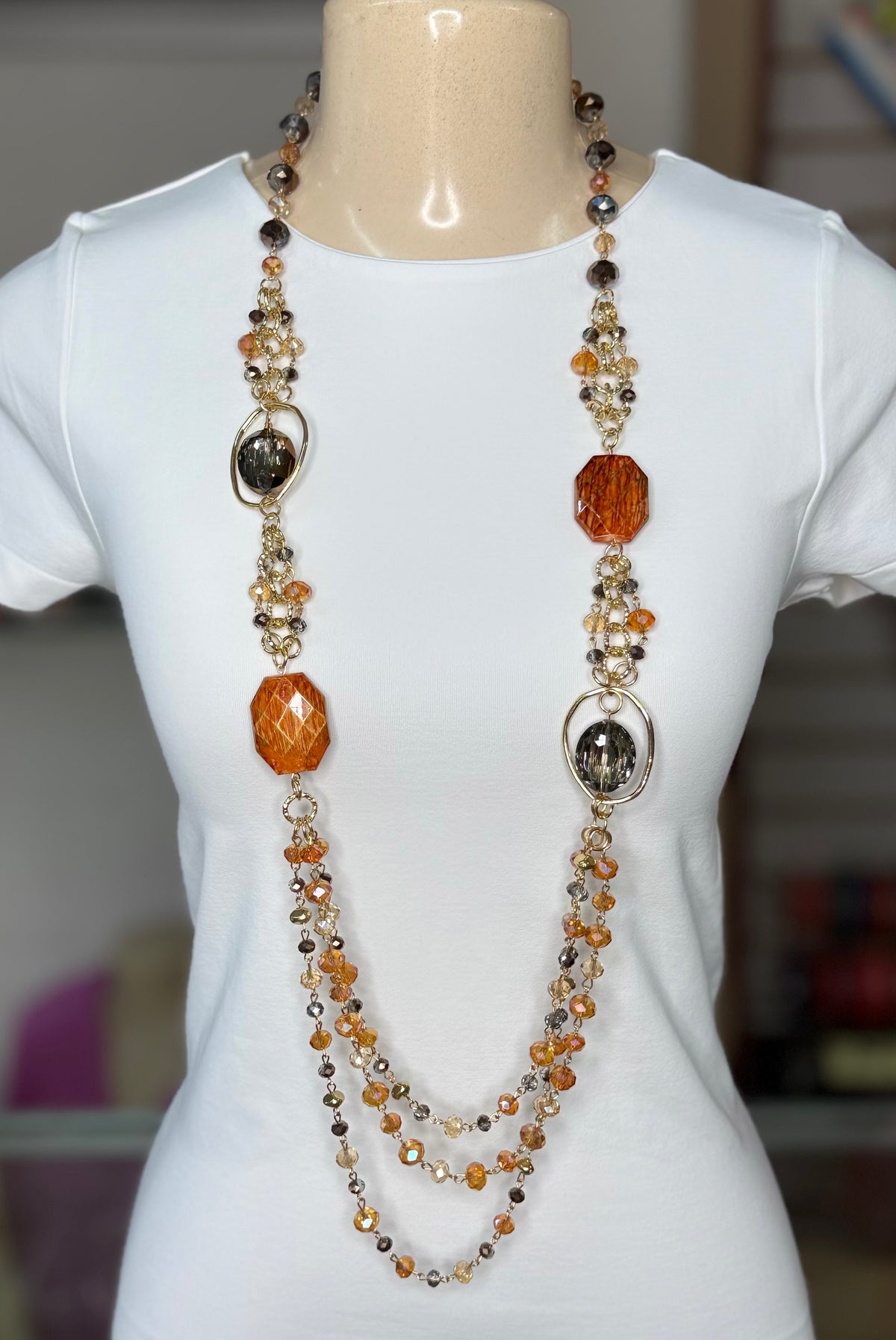Long Layered Beads Necklace (FINAL SALE)