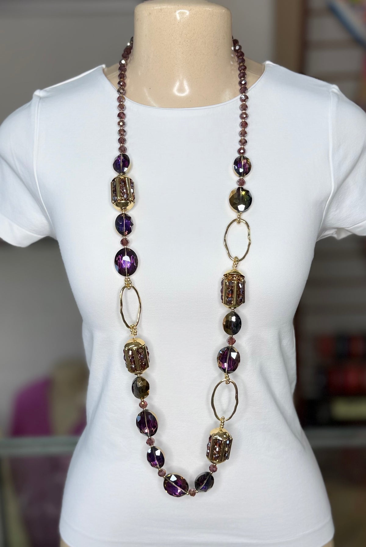 Long Gold & Purple Necklace (FINAL SALE)