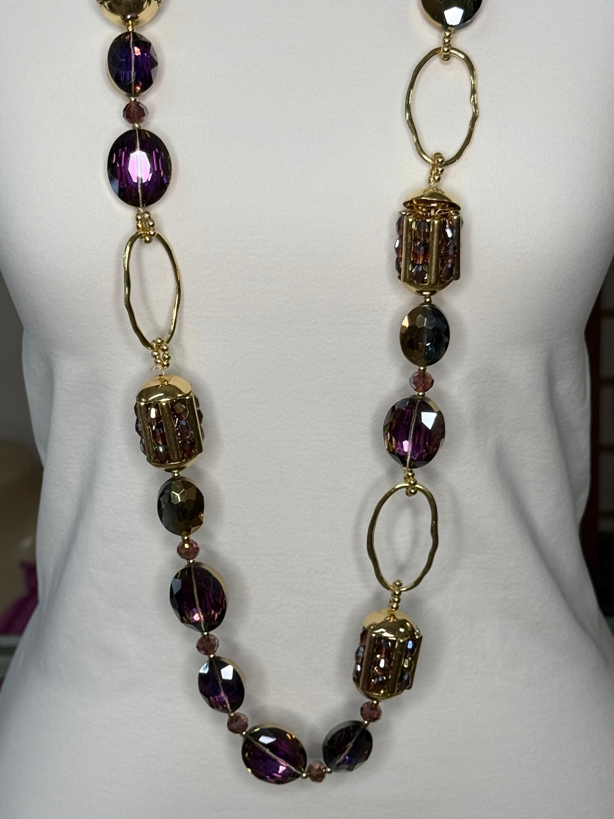 Long Gold & Purple Necklace (FINAL SALE)