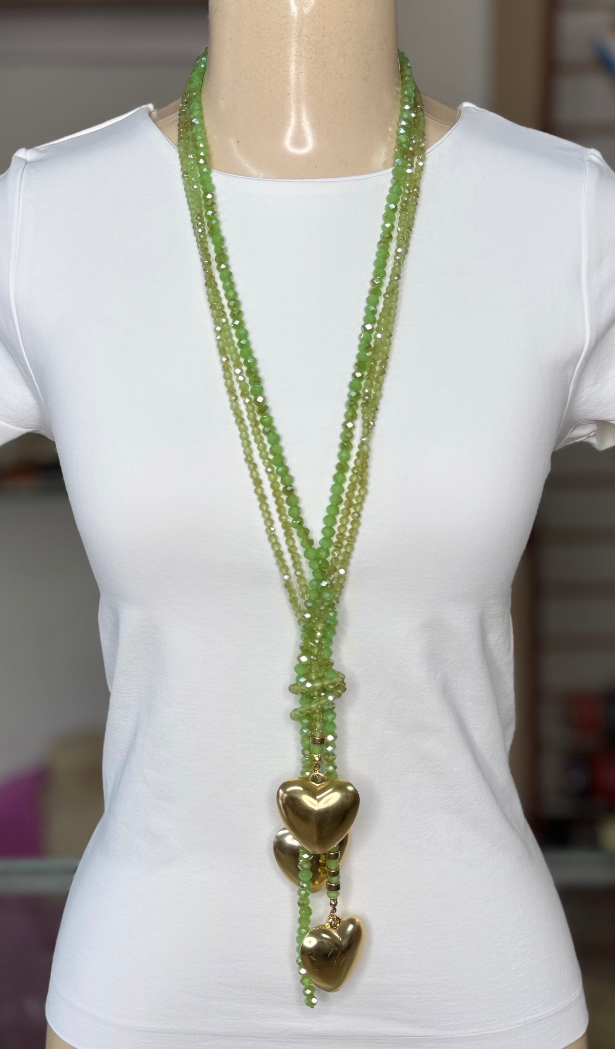 Long Multi Strand Glass Bead Necklace (FINAL SALE)