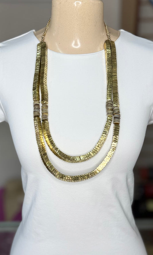 Double Strand Metallic Gold Necklace (FINAL SALE)