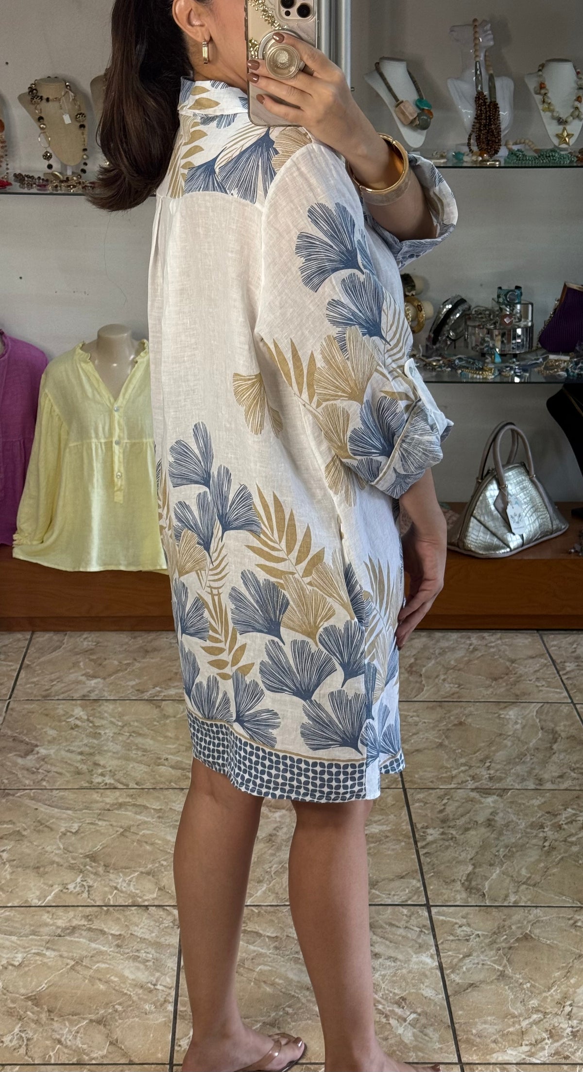 OS Linen Button Down Short Dress (NO RETURNS OR EXCHANGE)