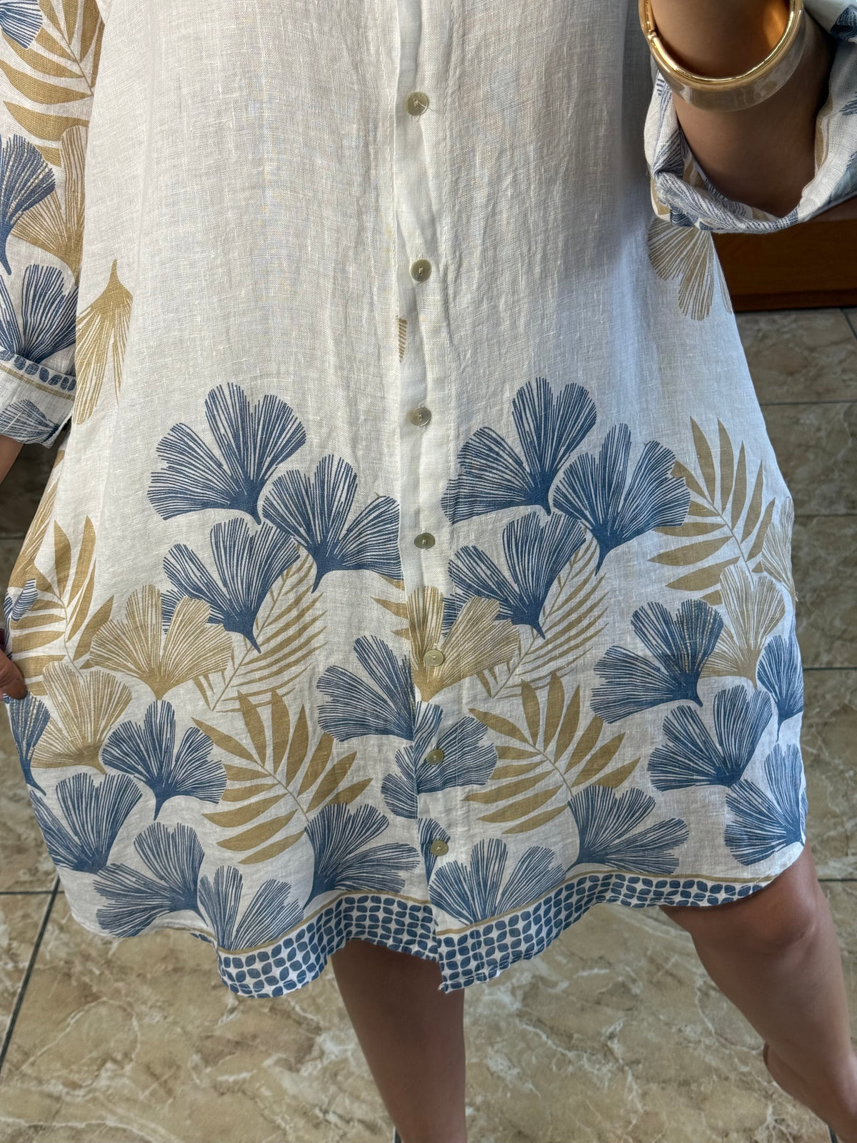 OS Linen Button Down Short Dress (NO RETURNS OR EXCHANGE)