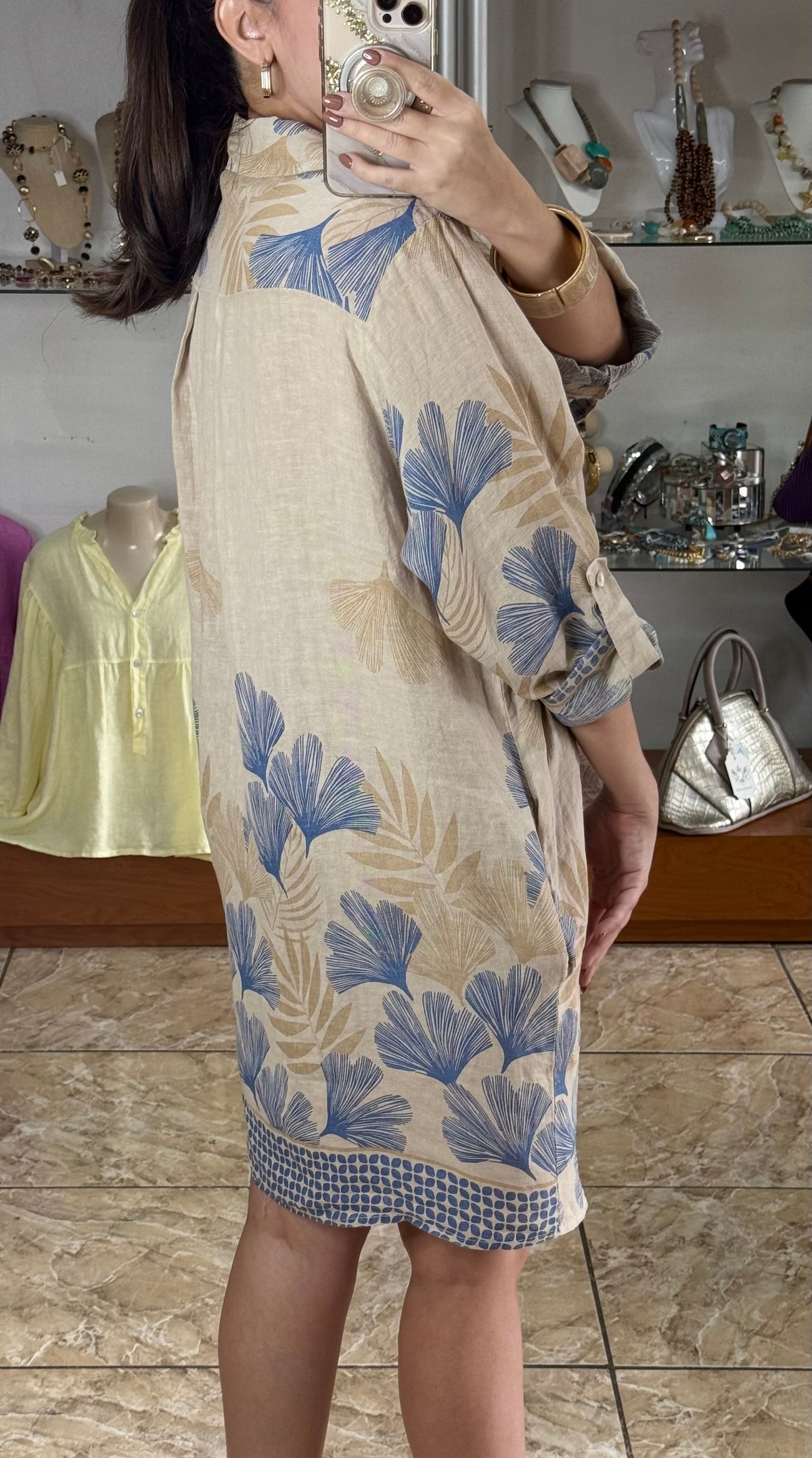 OS Linen Button Down Short Dress (NO RETURNS OR EXCHANGE)