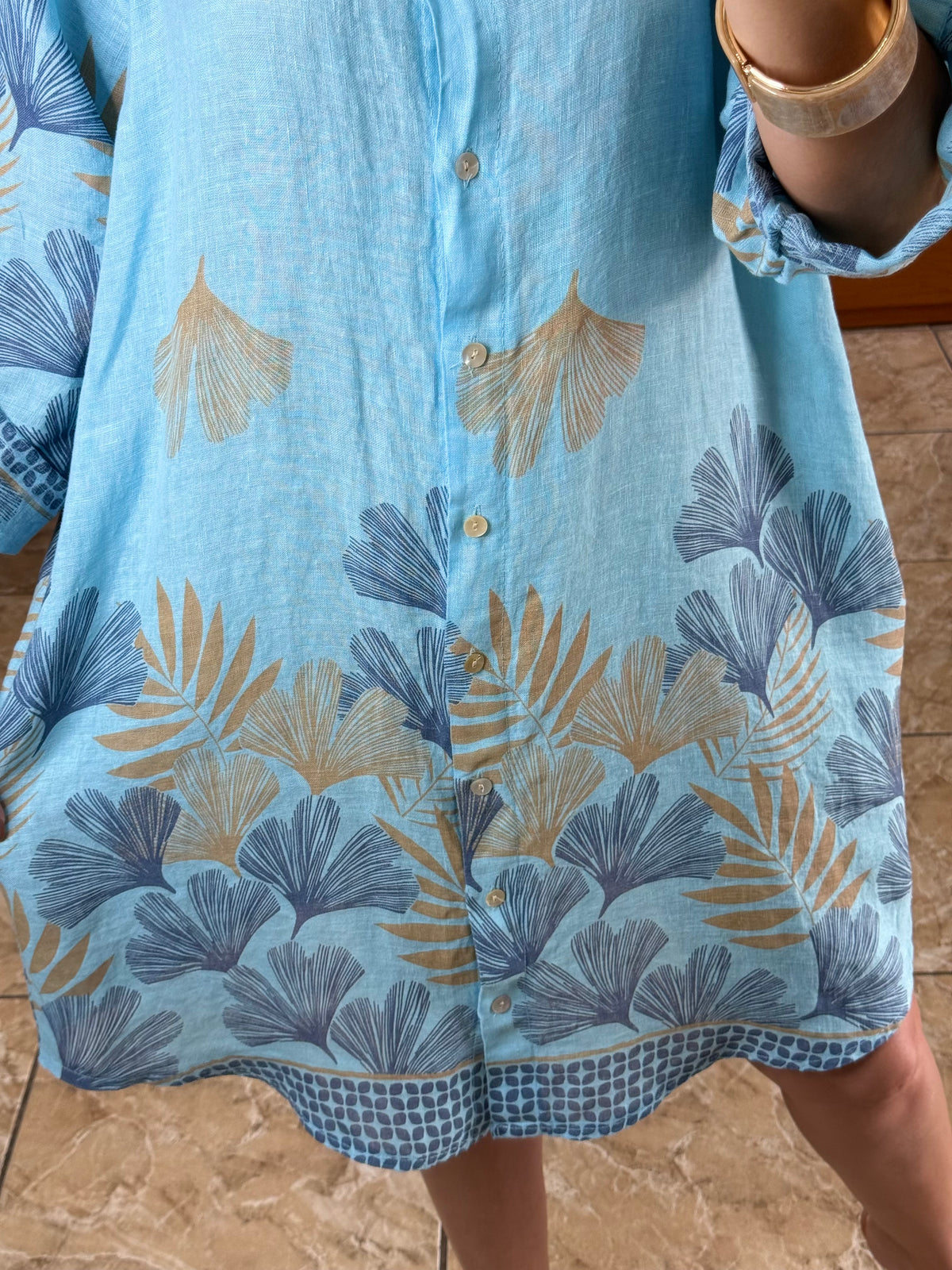 OS Linen Button Down Short Dress (NO RETURNS OR EXCHANGE)