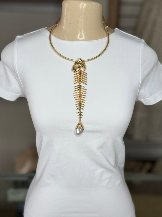 Gold Fishbone Necklace (FINAL SALE)