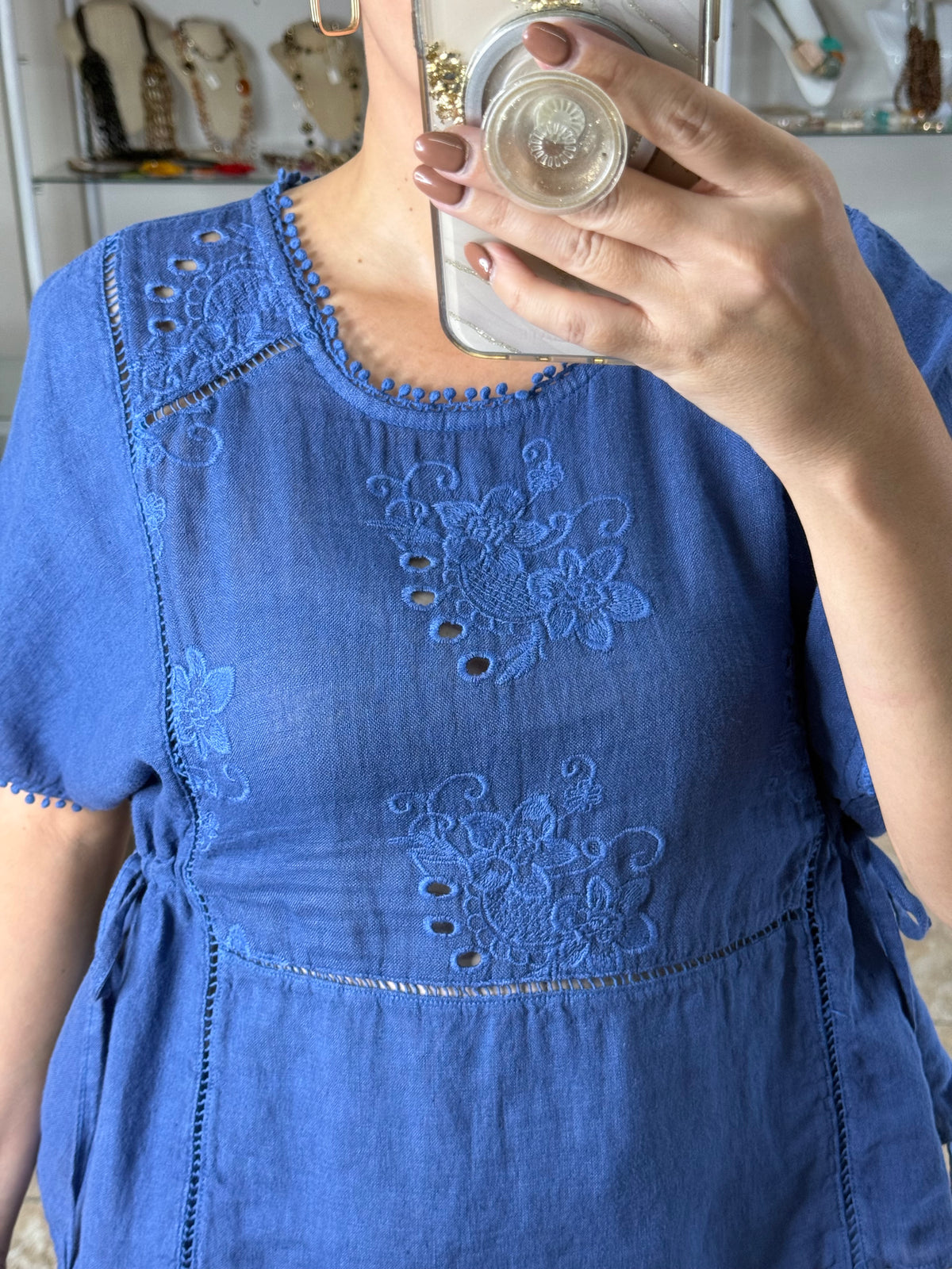 Embroidered Peplum Style Top & Pant Set (NO RETURNS OR EXCHANGE)
