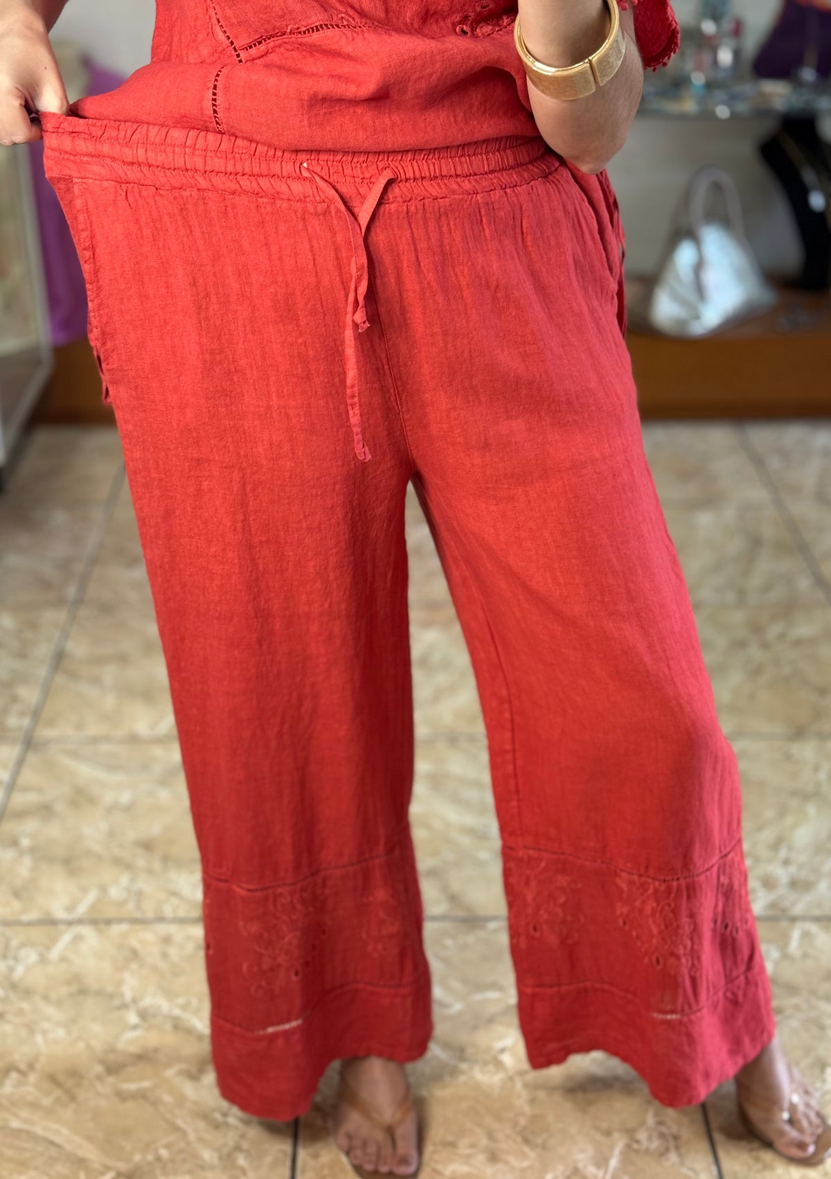 Embroidered Peplum Style Top & Pant Set (NO RETURNS OR EXCHANGE)