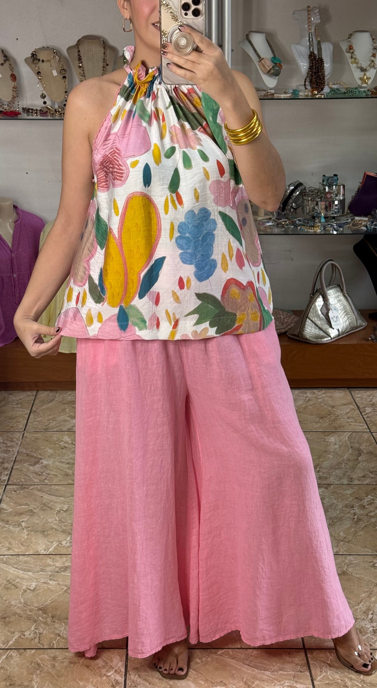 Halter Floral Top (LINEN PANT SOLD SEPARATELY)