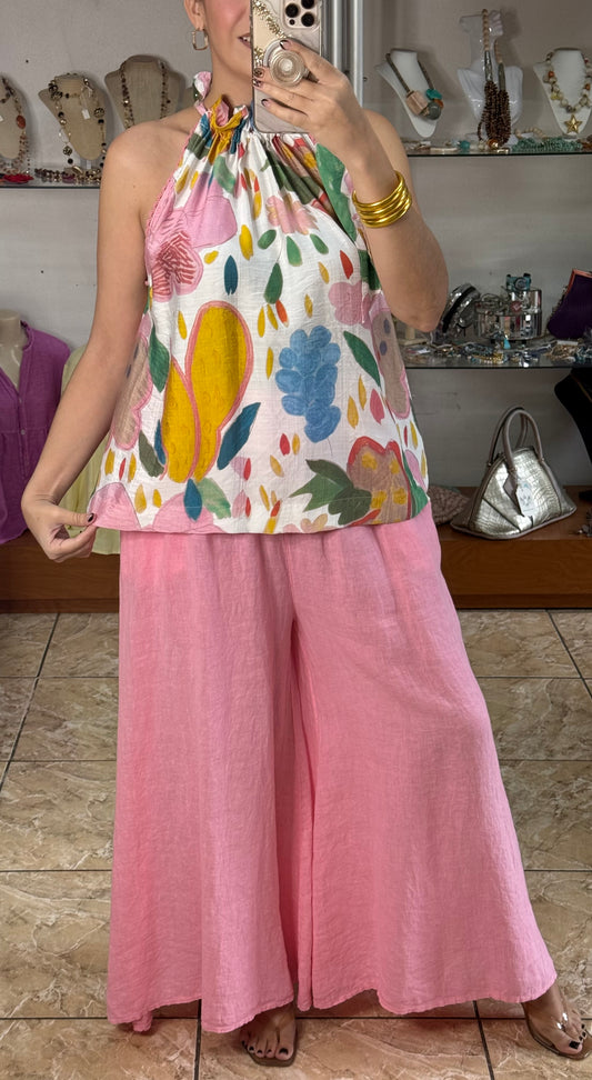 Halter Floral Top (LINEN PANT SOLD SEPARATELY)