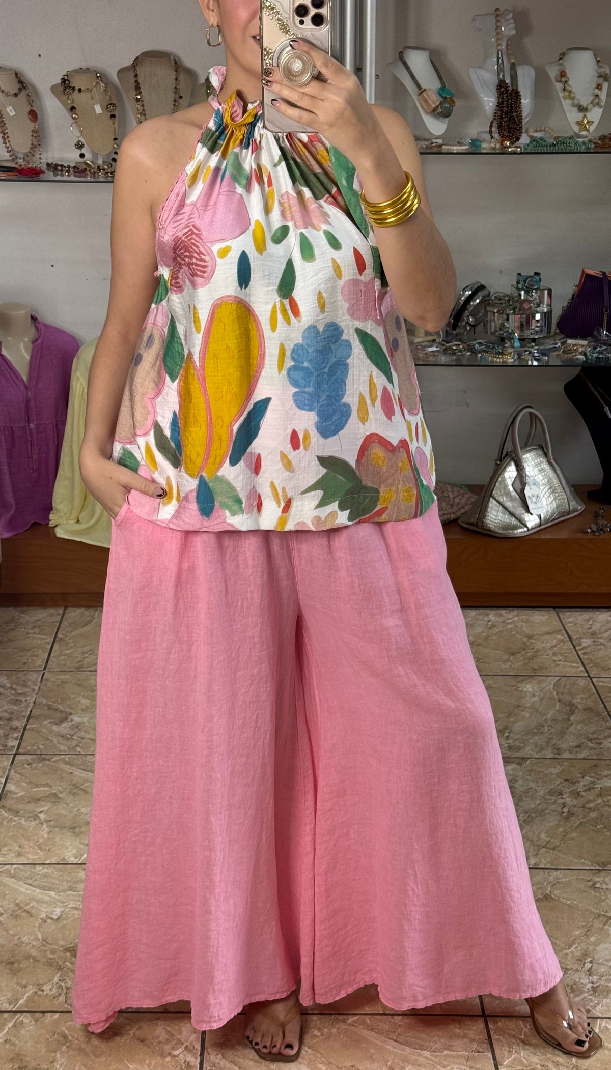 Halter Floral Top (LINEN PANT SOLD SEPARATELY)