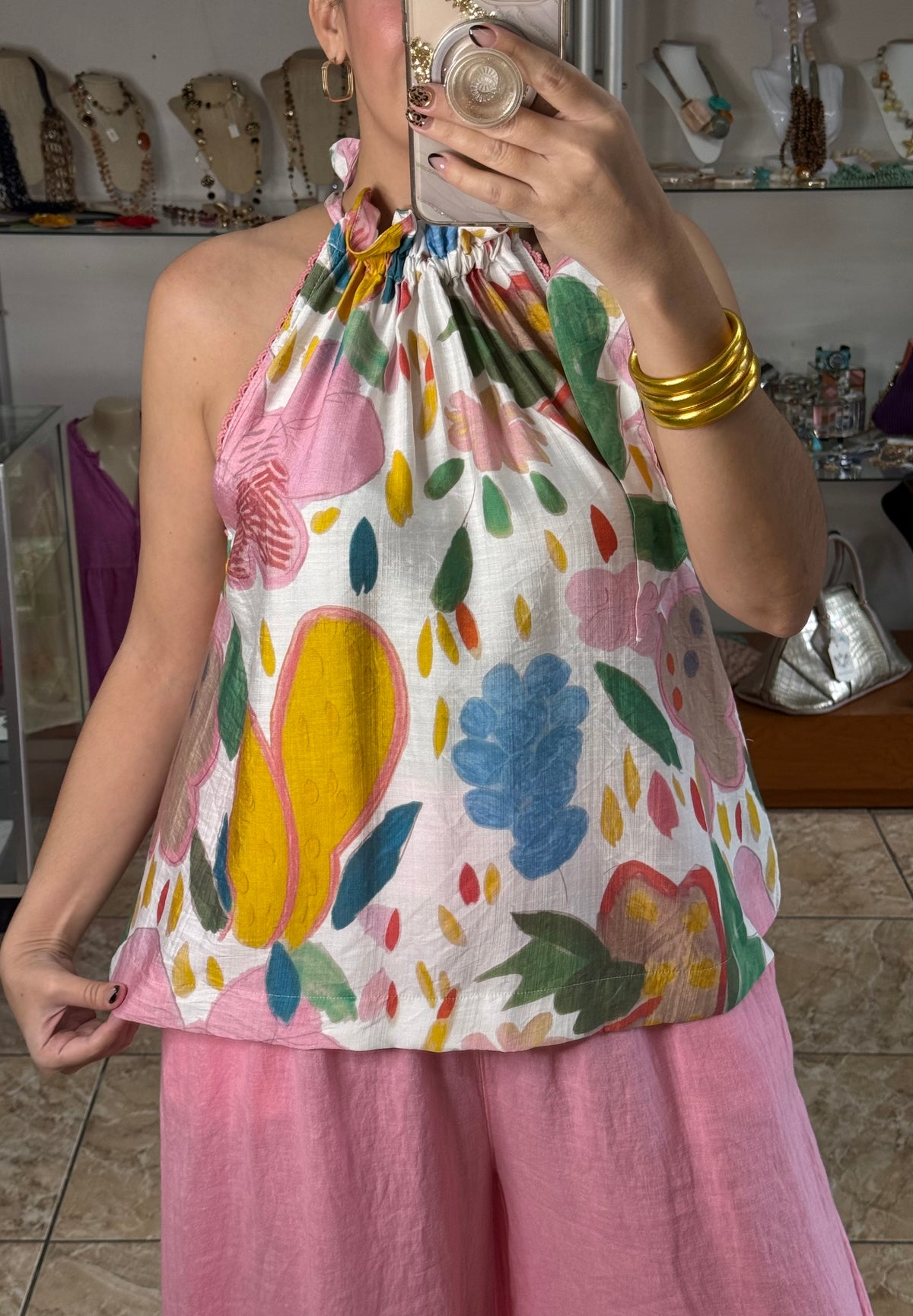 Halter Floral Top (LINEN PANT SOLD SEPARATELY)