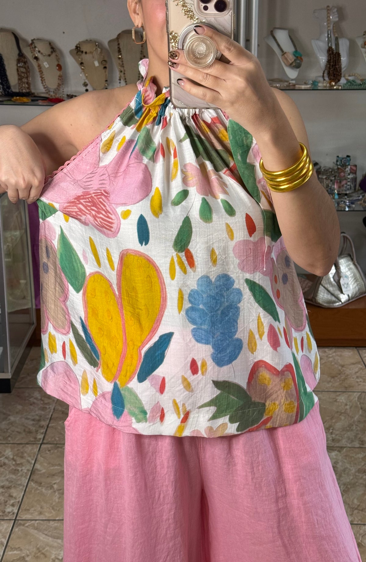 Halter Floral Top (LINEN PANT SOLD SEPARATELY)