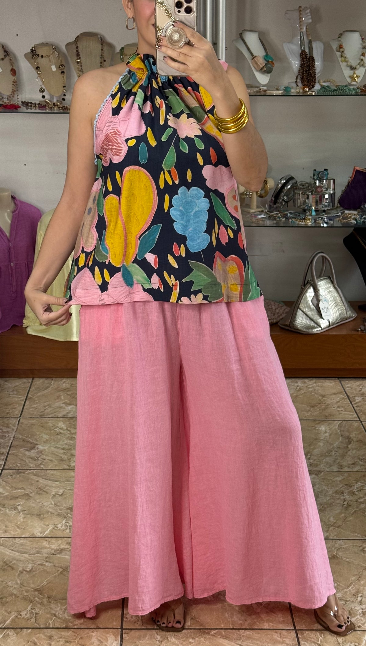 Halter Floral Top (LINEN PANT SOLD SEPARATELY)