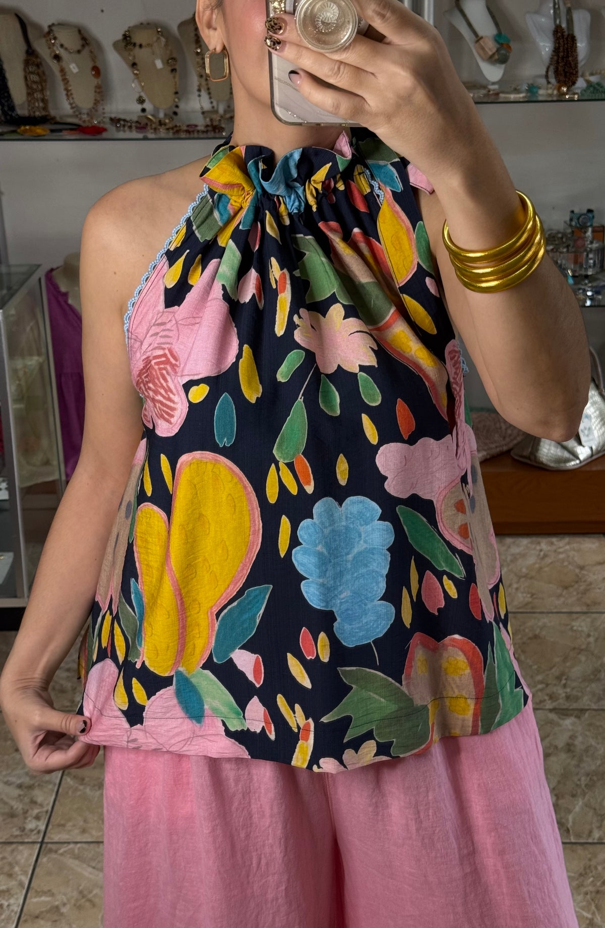 Halter Floral Top (LINEN PANT SOLD SEPARATELY)