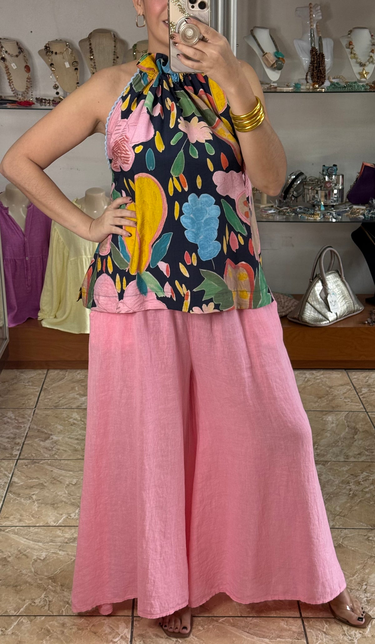 Halter Floral Top (LINEN PANT SOLD SEPARATELY)