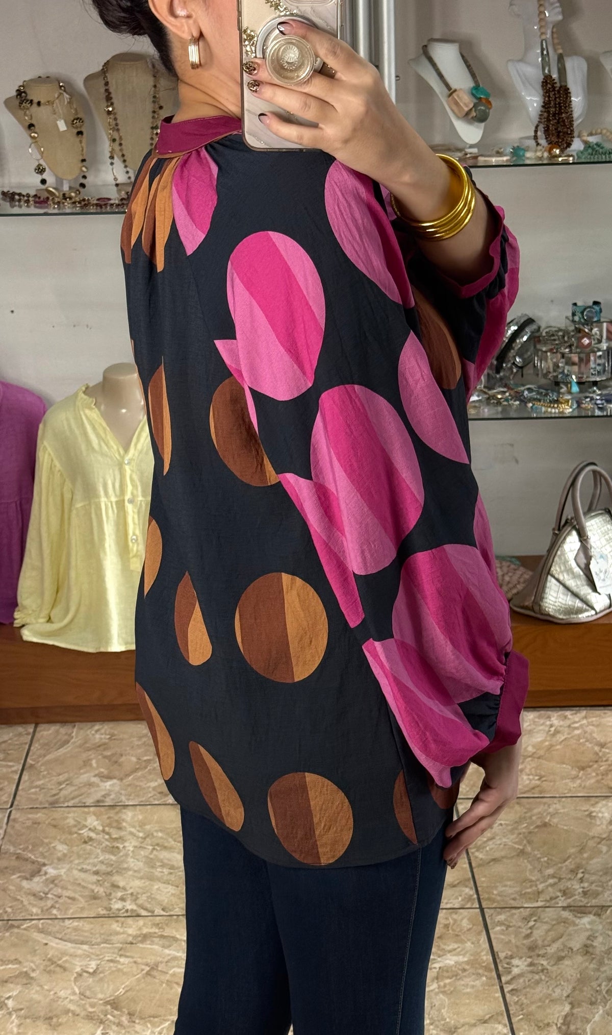 Long Sleeves Polka Dots Top