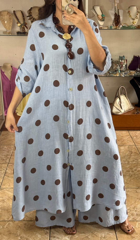 OS Polka Dots Dress/Top & Pants Set (NO RETURNS OR EXCHANGE)