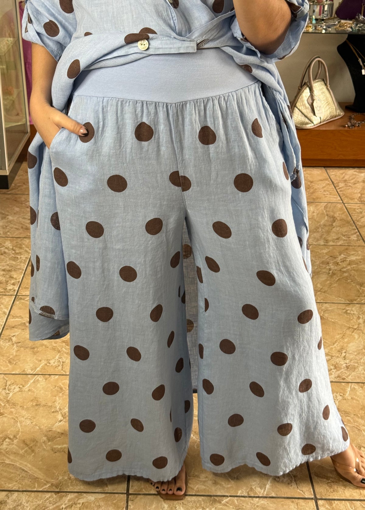 OS Polka Dots Dress/Top & Pants Set (NO RETURNS OR EXCHANGE)