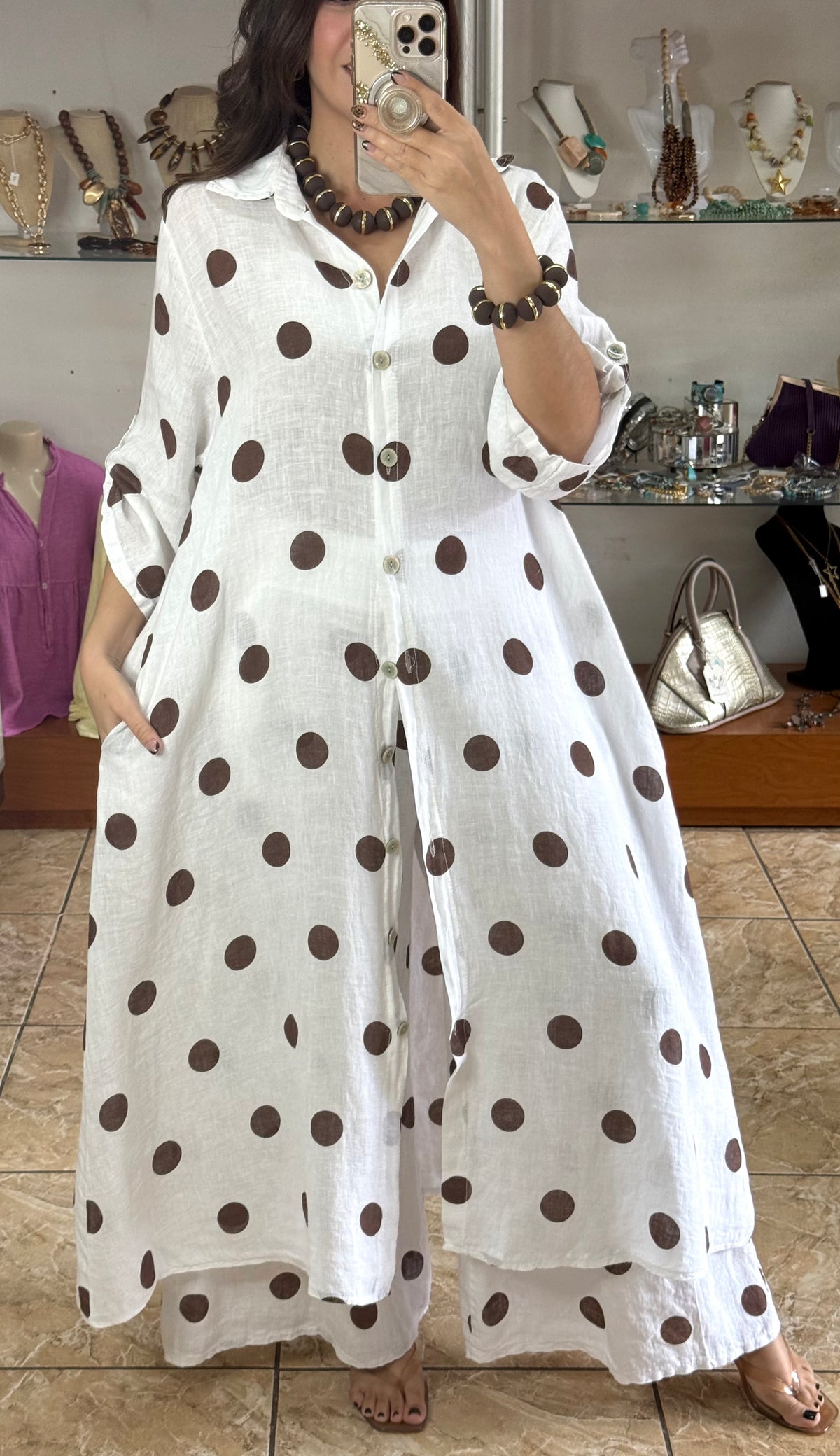 OS Polka Dots Dress/Top & Pants Set (NO RETURNS OR EXCHANGE)