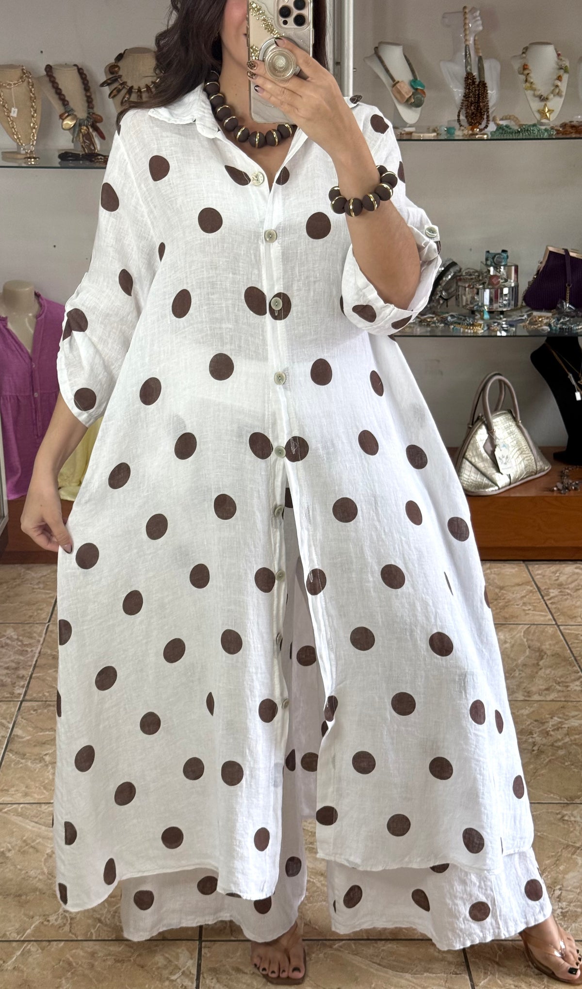 OS Polka Dots Dress/Top & Pants Set (NO RETURNS OR EXCHANGE)