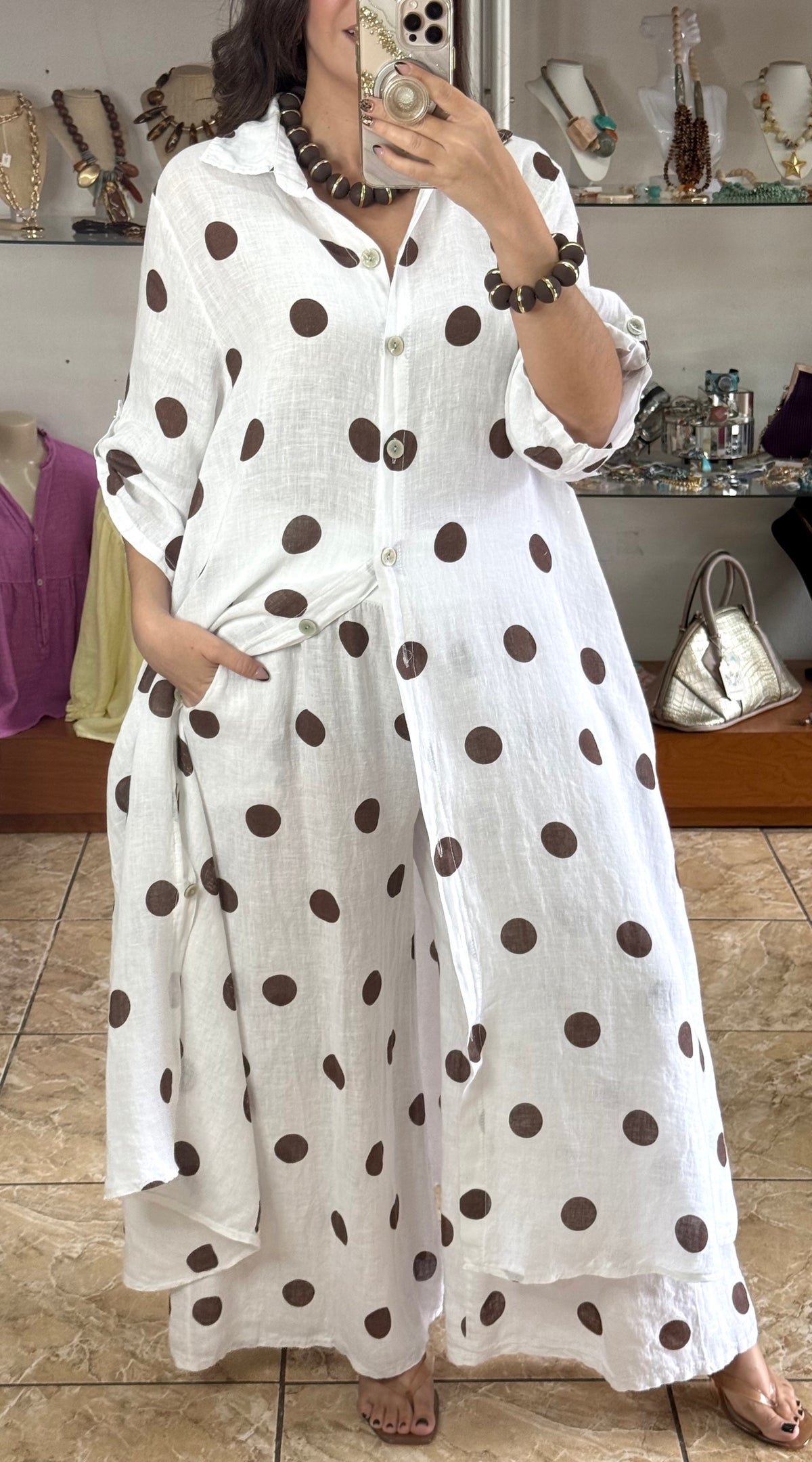 OS Polka Dots Dress/Top & Pants Set (NO RETURNS OR EXCHANGE)