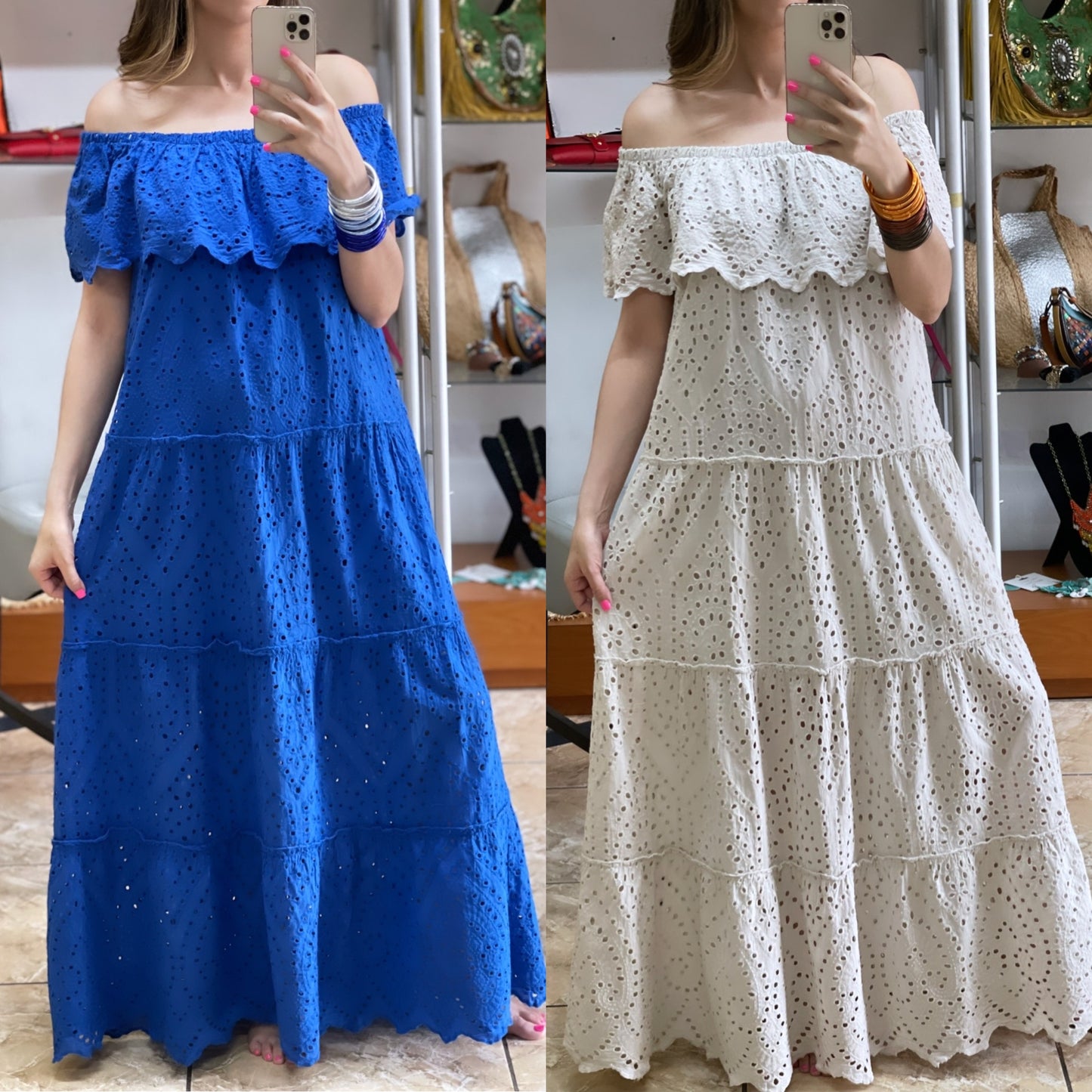 Off Shoulder Eyelet Dress