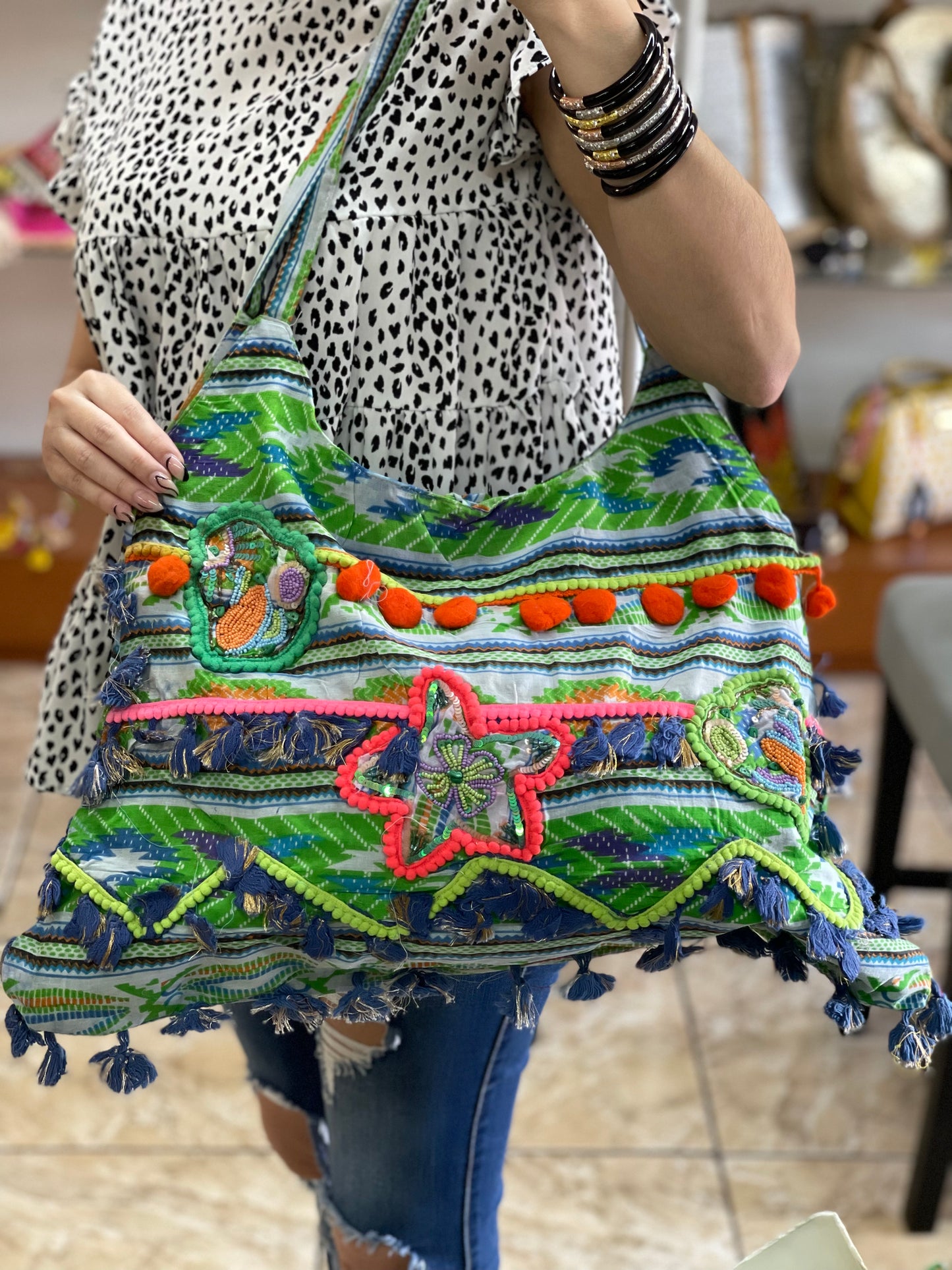 Green Mix Boho Bag